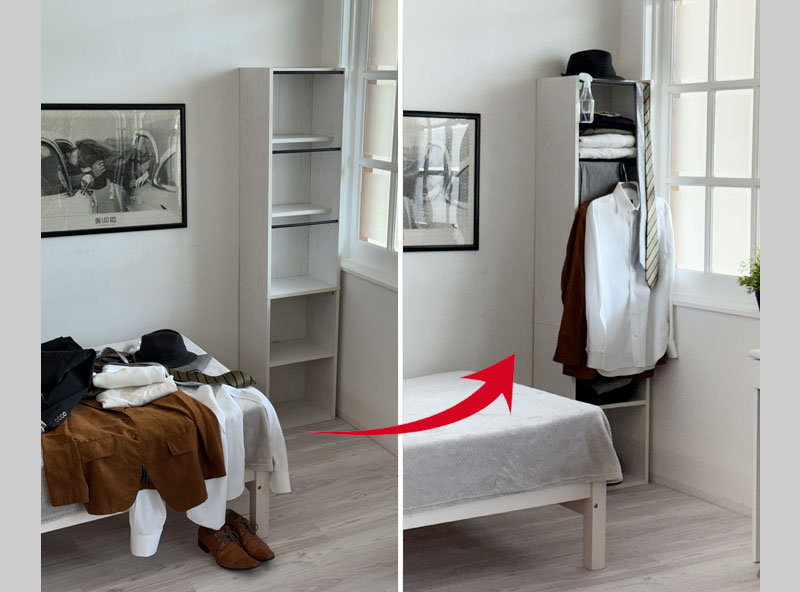 スラックスハンガー付き収納ラック